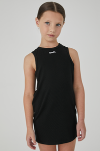 Hayden Mini Tennis Dress - Black Ribbed